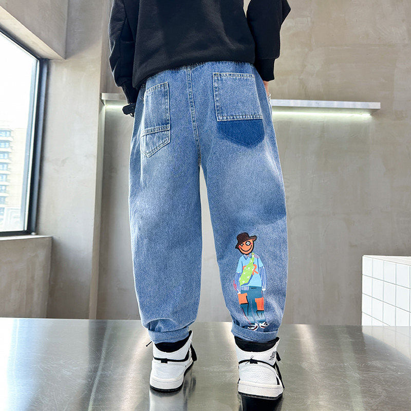 左西风云儿童装男童春秋款牛仔裤子2026新款春装休闲长裤中大童春