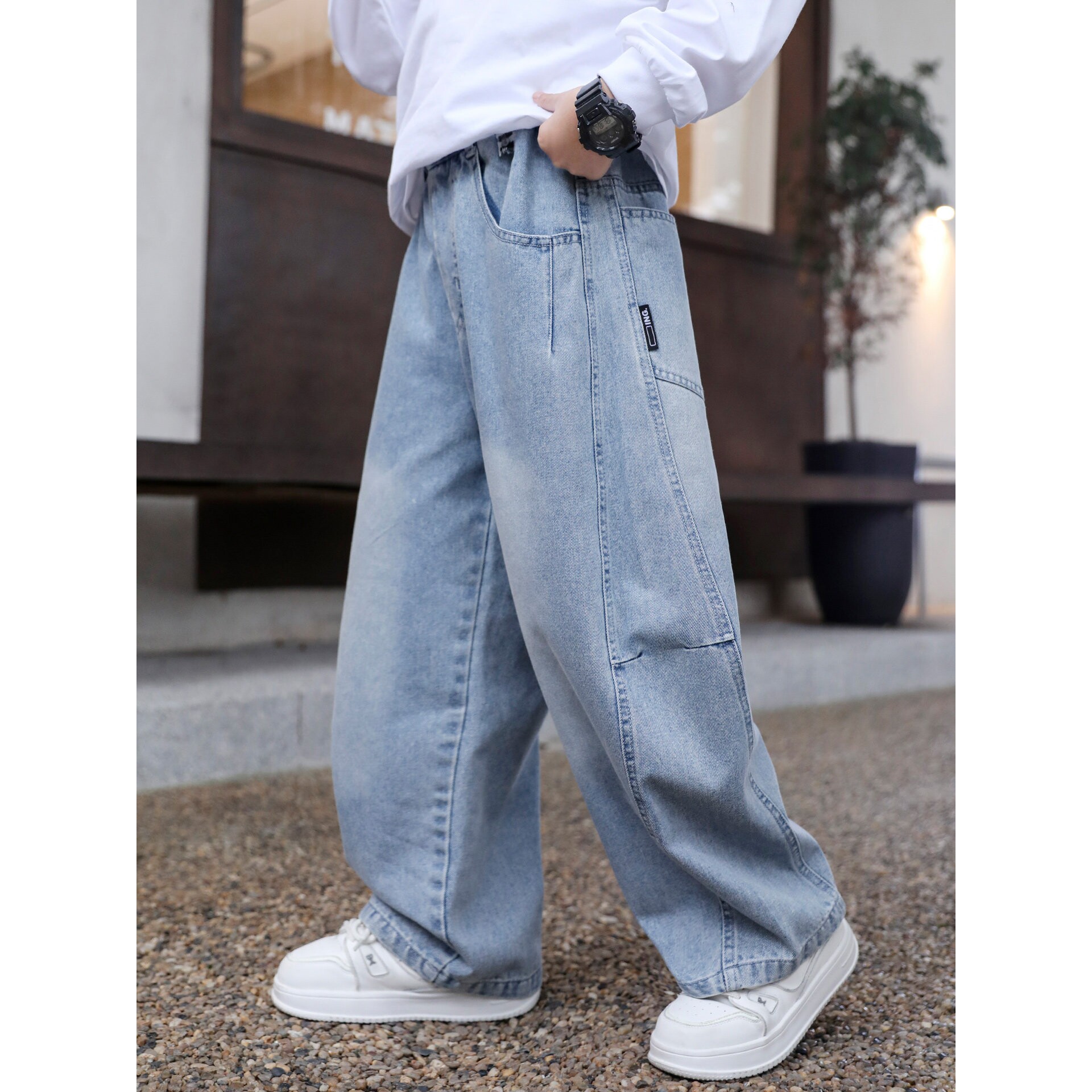 左西风云儿童装男童春秋款牛仔裤子2026新款春装春季休闲男孩中大