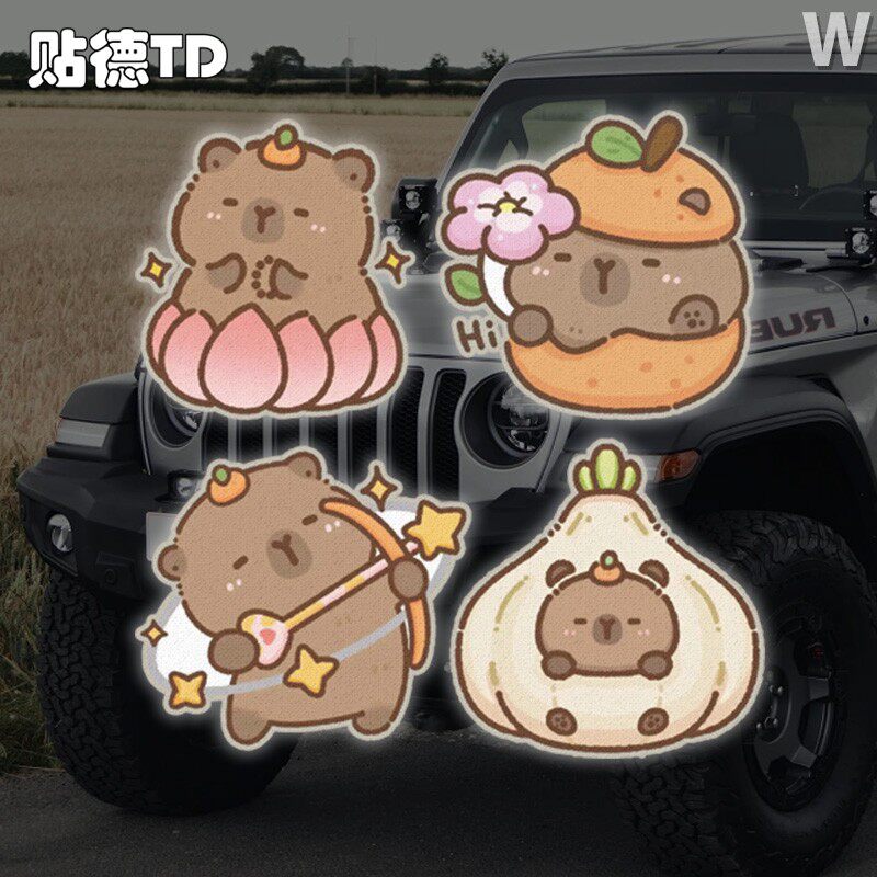 卡皮巴拉表情车贴电动摩托车创意汽车装饰贴/反光贴