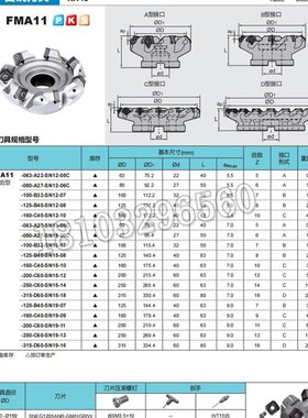 株洲面铣数控刀盘FMA11-125/16t0/200-B40/C40/C60-SN15-08C/10/1