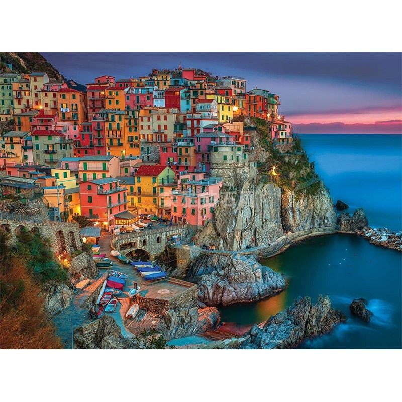 新款客餐厅DIY方钻满钻钻石画天涯E海角海边小镇风景粘贴钻十字绣