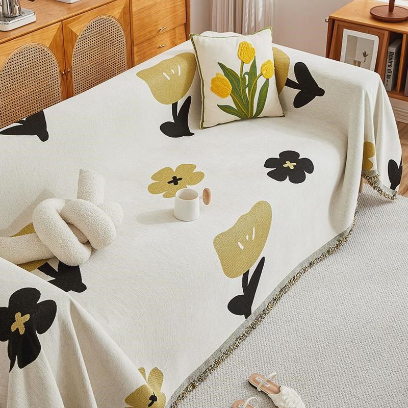 北欧简约现代雪尼尔巾加厚ins风万能I花朵盖沙发巾全包沙发垫套罩,居家布艺,沙发垫,淘宝优惠券,粉丝福利购,淘宝优惠卷