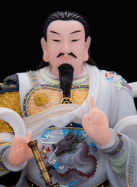 玄天上帝神像真武大帝汉白玉古彩16寸北I极真武祖师像玄武祖师摆