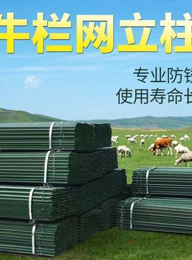 固定尖头柱子三角Y立柱防z生锈绿色铁立柱实心立柱围网
