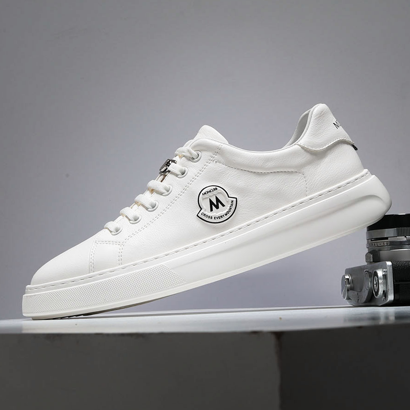 XUXA春季白色真皮板鞋男款2026春季新款软底舒适休闲鞋真皮鞋子男