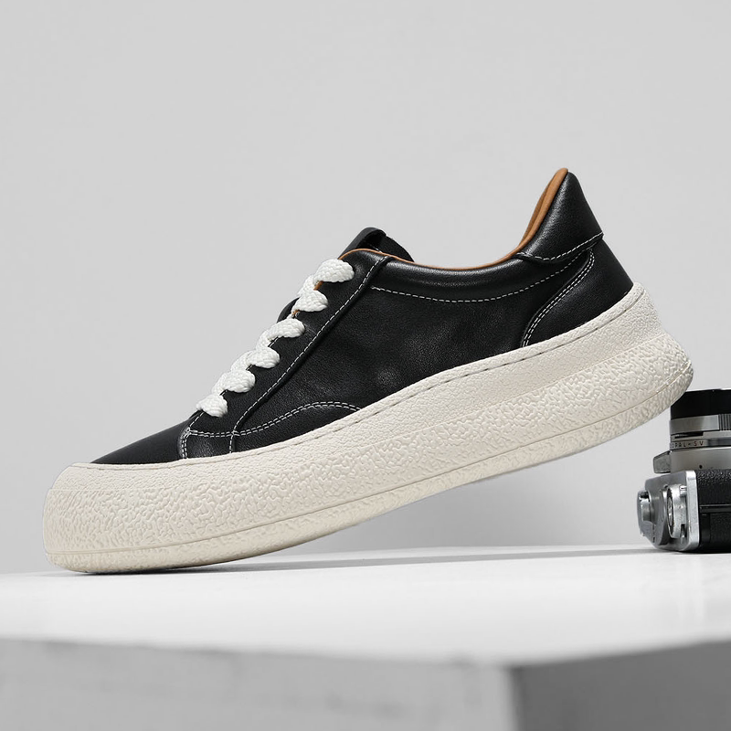 男鞋2025新款冬季真皮鞋子男软底简约百搭运动休闲鞋增高板鞋男款