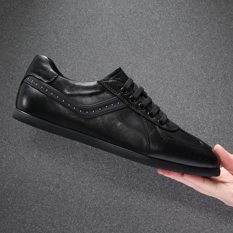 春季薄款黑色真皮阿甘鞋男款2026新款高档德训皮鞋软底舒适休闲鞋