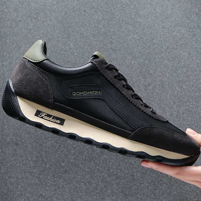 男鞋真皮运动阿甘鞋男款2026新款冬季厚底德训鞋加绒保暖运动板鞋