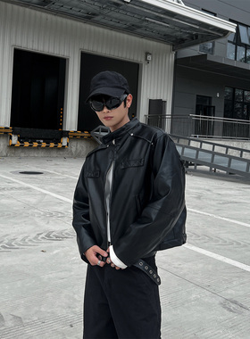 CLOTHESTRADER小众设计感皮衣90羽绒服男女宽松短款高级感皮衣潮