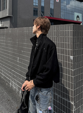 CLOTHES TRADER小众设计感立领金属夹克男女街头短款宽松外套潮