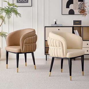 意式轻奢餐椅家用猫爪皮餐桌凳子靠背现代高级感酒店简约洽谈椅