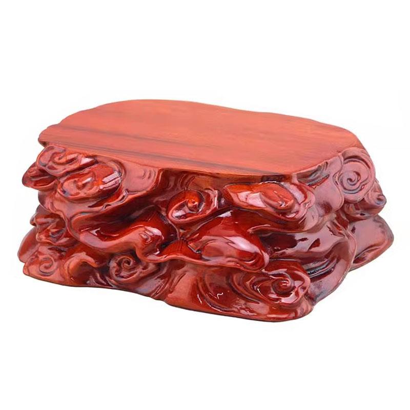 实木雕刻奇石底座 石头摆件佛像花盆根雕木质托架 可挖槽整料木座