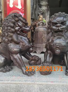铜器纯铜狮子一对镇宅雄狮大号宫门狮家居动物门厅工艺品摆件