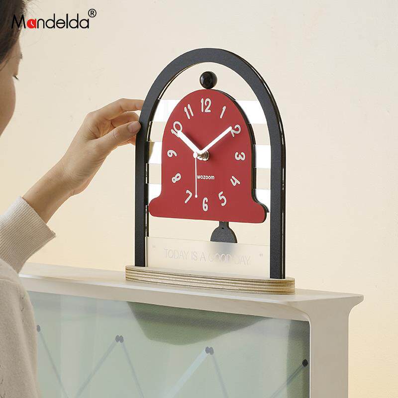 满得达客厅玄关装饰摆件电视柜家居饰品钟表桌面摆放式创意时钟