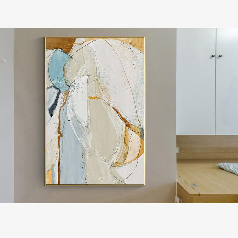 遮盖消防栓挂画遮挡暖气口轻奢金色框抽象图案隐藏电箱开门画