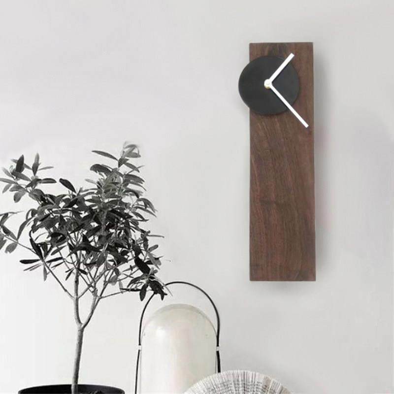 【几何创意时钟】时钟挂墙黑胡桃极简侘寂风装饰长条挂钟客厅卧,家居饰品,挂钟,淘宝优惠券,粉丝福利购,淘宝优惠卷