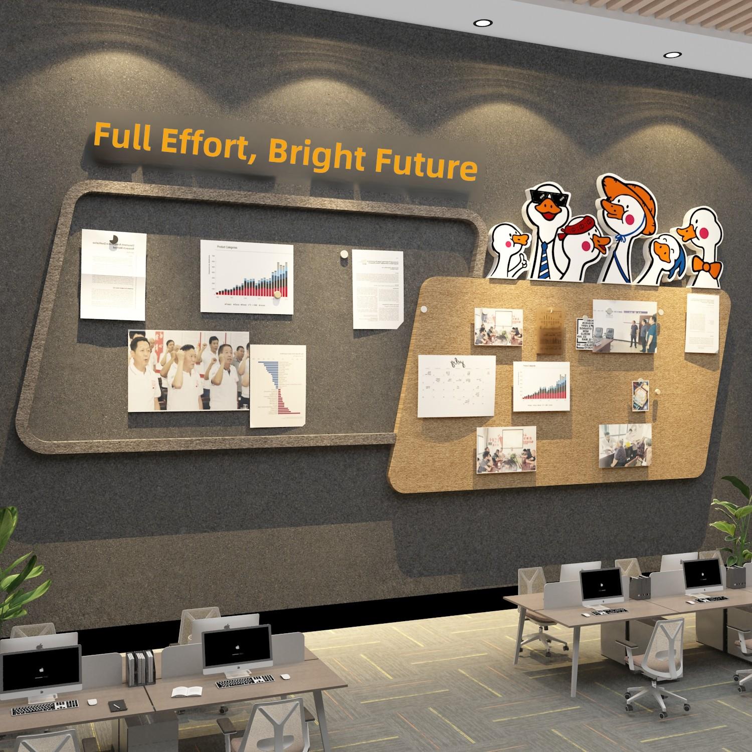 毛毡板展示办公室企业文化布局荣誉墙照片装饰员工天地风格