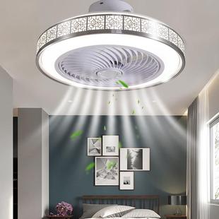 中式吸顶吊扇灯超薄卧室厨房饭厅电风扇灯简约隐形悬吊式天花板一