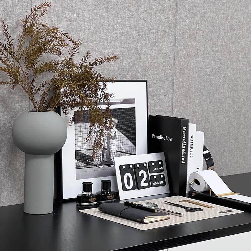 书桌摆件干花莫兰迪色花瓶软装组合游标卡尺样板间饰品摄影装饰画