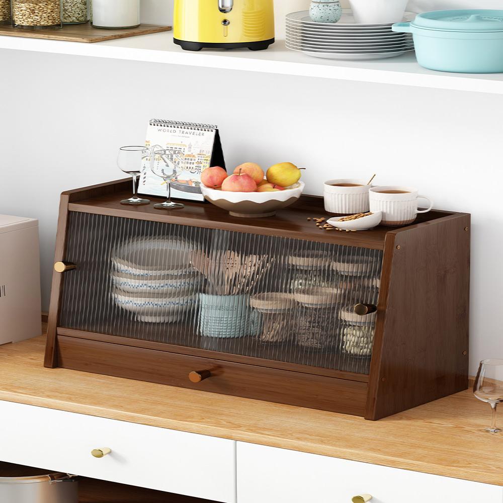 桌面收纳盒家用茶具展示柜厨房餐桌水杯子收纳置物架整理架储竹