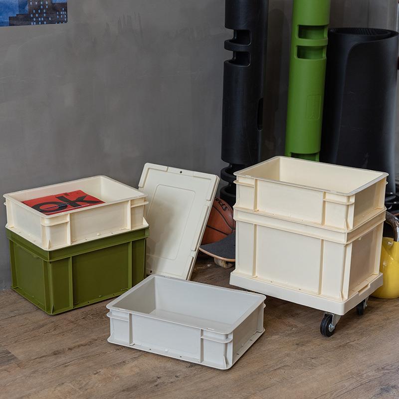 配轮潮流工业风收纳箱加厚堆码周转箱塑料家用户外露营门店陈列箱