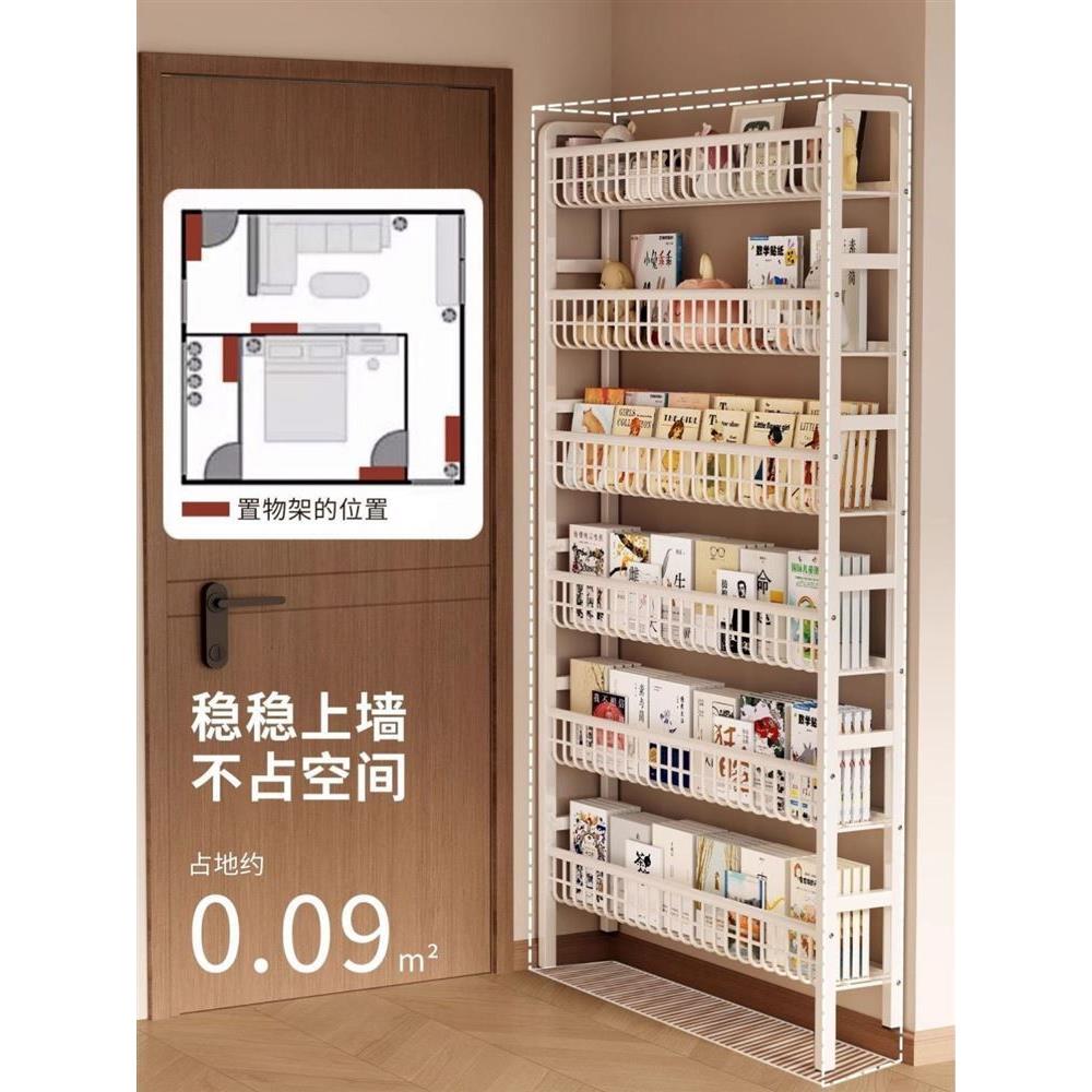 书架儿童不占用空间门后超薄铁孔板储物架地板站立式储物架墙壁储