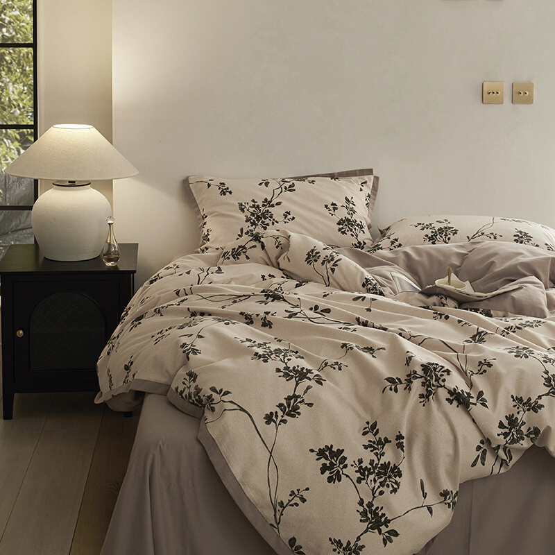 美式复古小碎花加厚纯棉磨毛四件套双人全棉床单被套床上用品秋冬