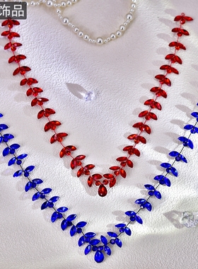 怡星新娘额饰晨袍装饰品头发发箍表演红色水晶跳舞舞台发带A21