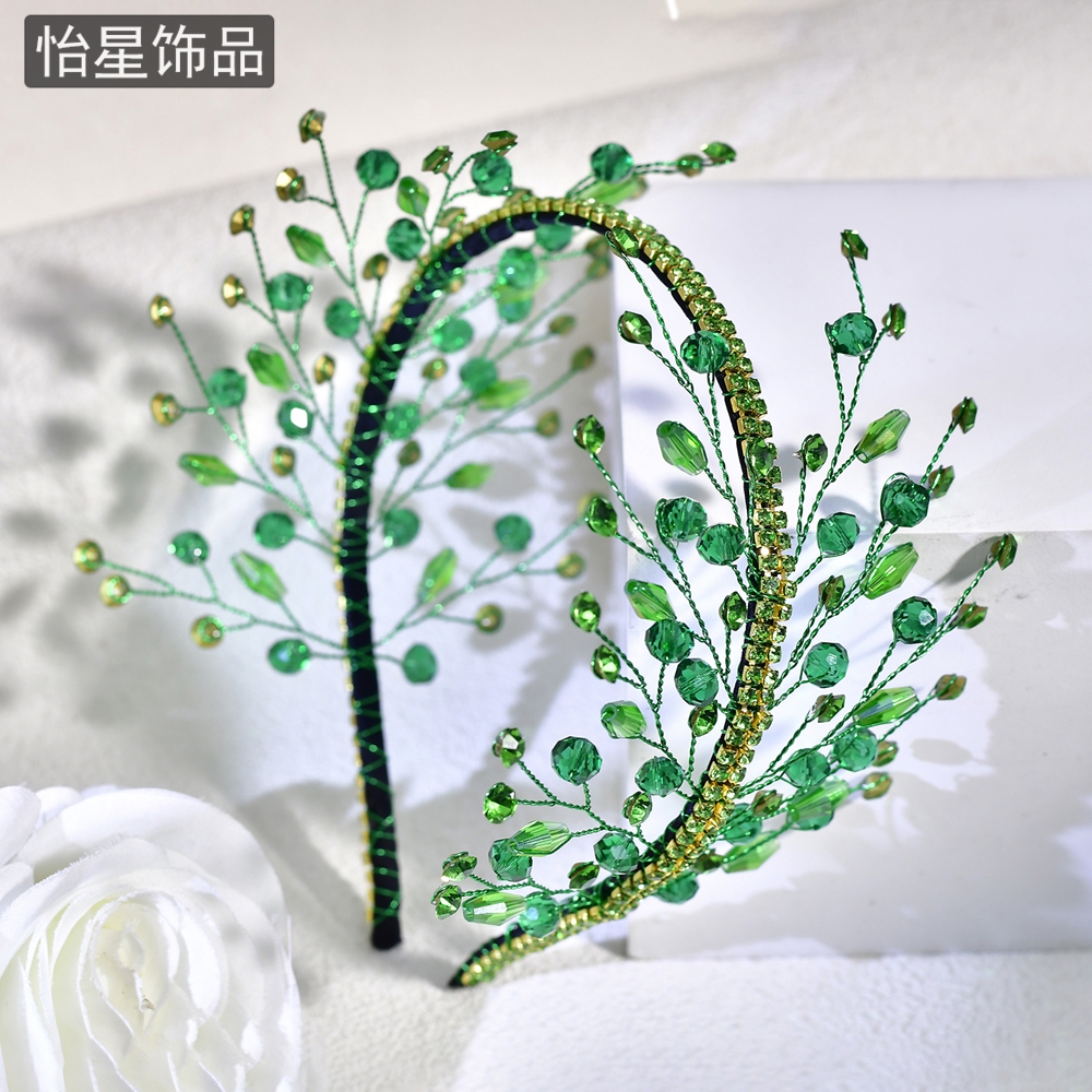 怡星东大门温柔头饰发箍绿色水钻头饰森系夏季配裙仙美头饰A293