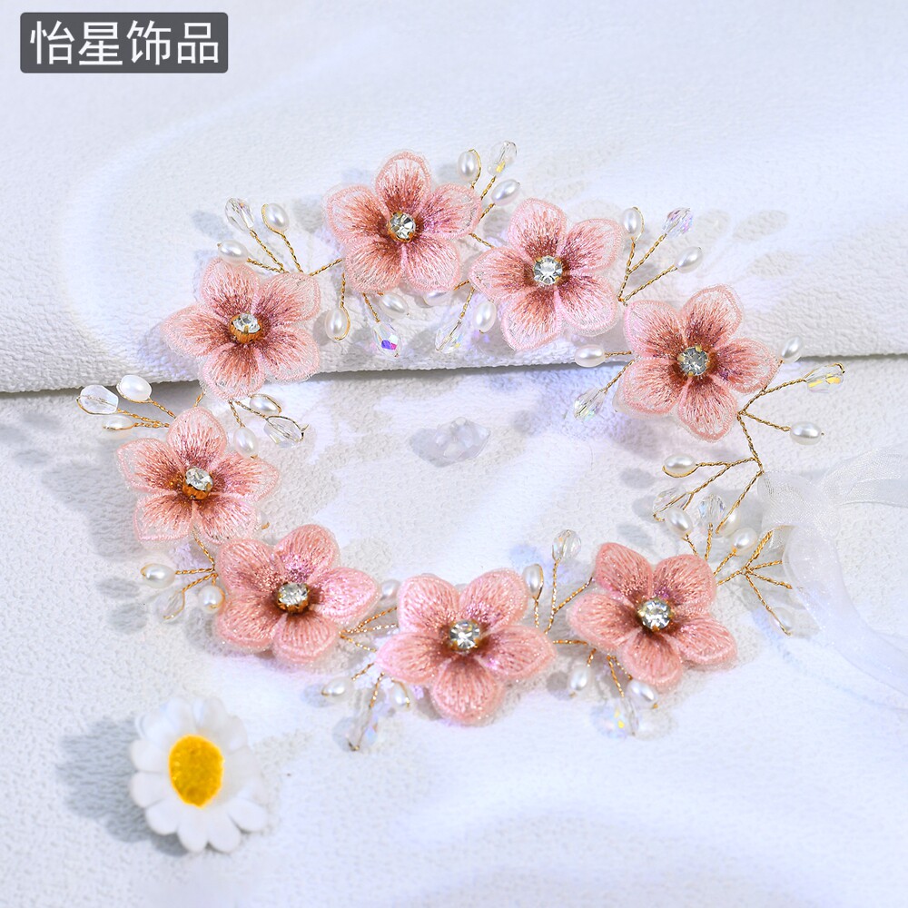 怡星新娘重工水晶腰链女百搭金属水钻腰带晚宴配饰粉色腰封SA363