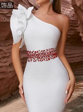 怡星欧美风格紧身裙裙子腰带腰饰红色宴会气质优雅女士腰链SA287