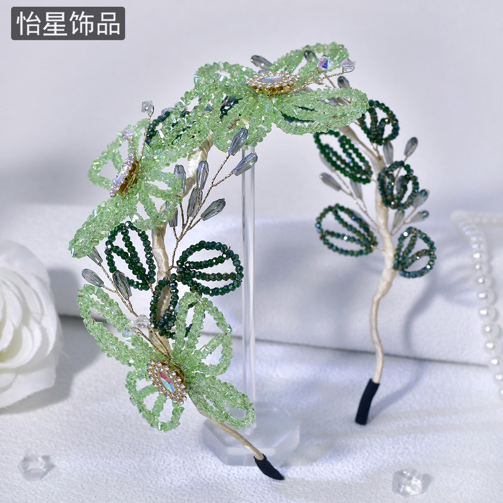 清新绿色蝴蝶水晶系列花朵发箍