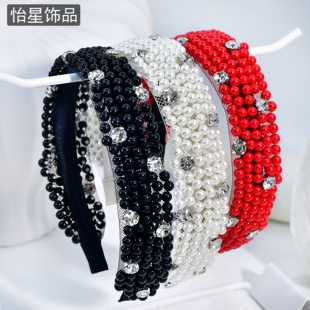 怡星珍珠水钻发箍女水钻遮白发精致气质头箍多色可选发饰A421