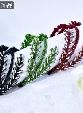 怡星原创设计轻奢水钻叶子发箍新娘婚礼头饰气质仙女装饰发饰A386