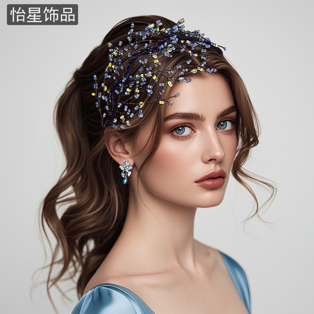 怡星超仙水晶镂空发箍韩式精致发卡温柔时尚森系小清新头饰A33