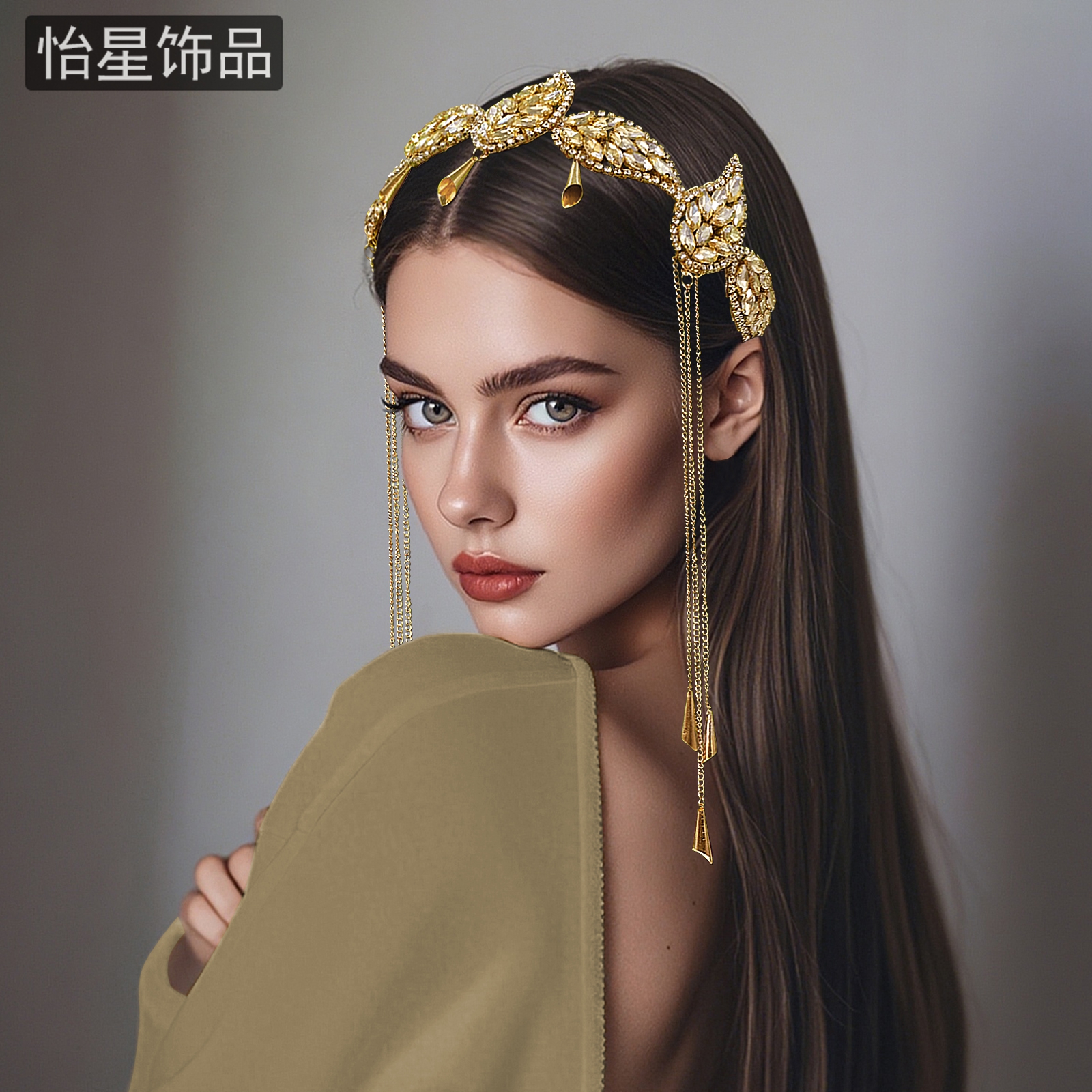 怡星巨好看的发饰绝美头饰高级感编制璀璨水晶头箍奢华韩发箍A365