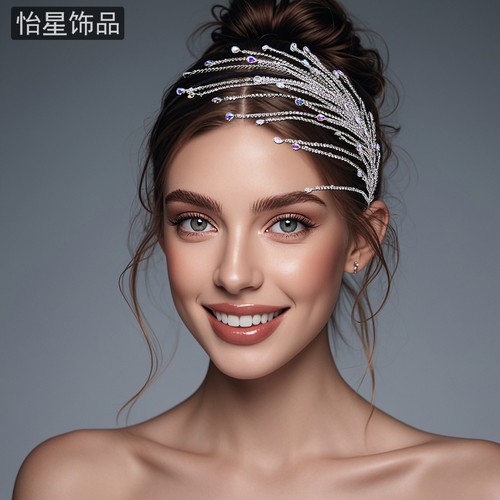怡星 极简独特高级感发箍闪闪水钻气质头饰奢华优雅新娘发饰A103