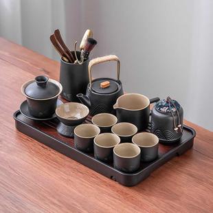 茶具套装 功夫泡茶壶办公室简易茶盘黑陶茶杯 2024新款 家用陶瓷中式