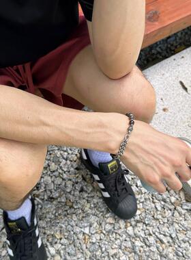 串珠拼接手链男高级感冷淡风ins设计小众酷手饰品潮流钛钢不掉色