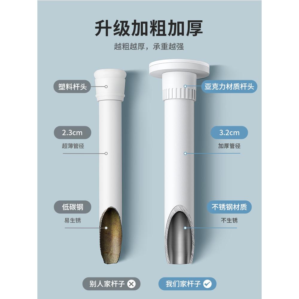 86M0窗帘杆可伸缩免打孔罗马杆固定托架加厚支架双托打孔式全套单