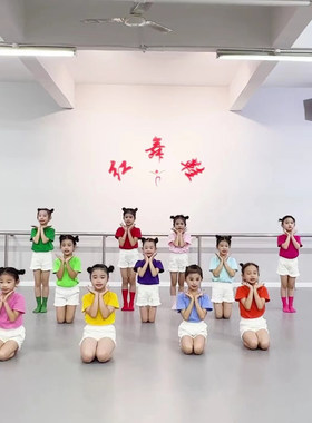 一年级同款儿童舞蹈演出服小荷风采彩色短袖白色短裤六一表演服装