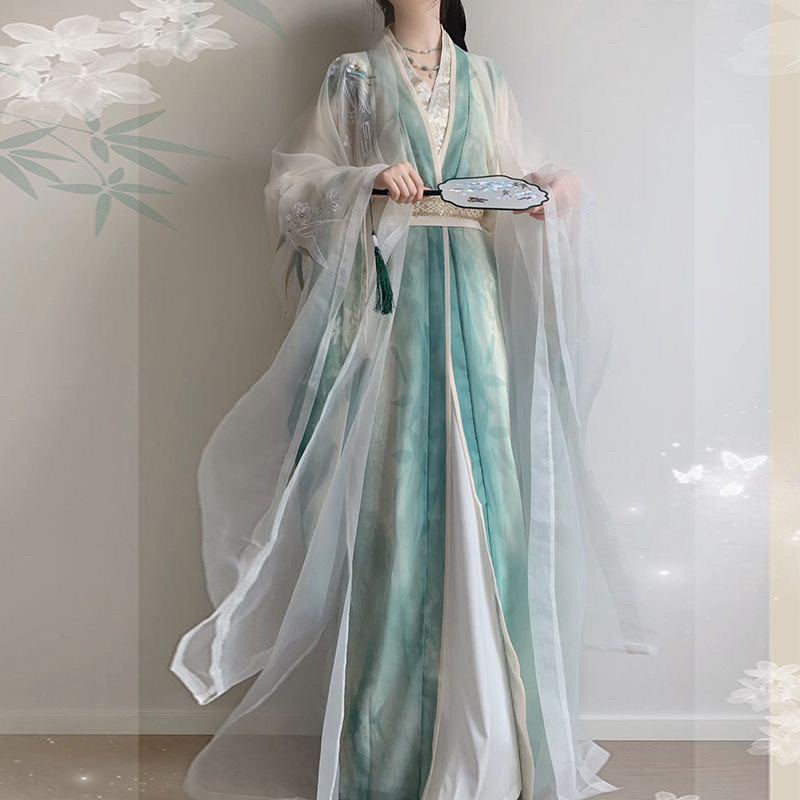 唐制汉服女大袖衫直裾日