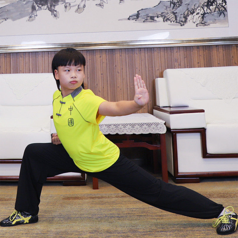 武林盟主夏季新款武术练功服武术表演服唐装功夫休闲装男女童套装