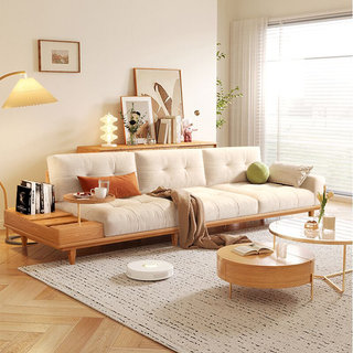 日式原木沙发北欧大小户型客厅实木云朵直排三人简约现代乳胶储物