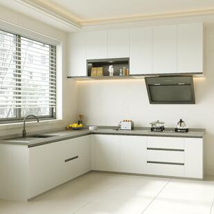 304不锈钢整体厨房整体橱柜定制全钢柜体灶台拉篮加厚水槽一体柜