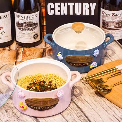 泡面碗宿舍学生带盖陶瓷高颜值易清洗可微波炉加热可爱大容量方便