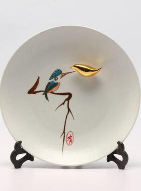 现代新中式陶瓷盘子玄关瓷器茶几摆件家居创意坐盘客厅装饰品看盘