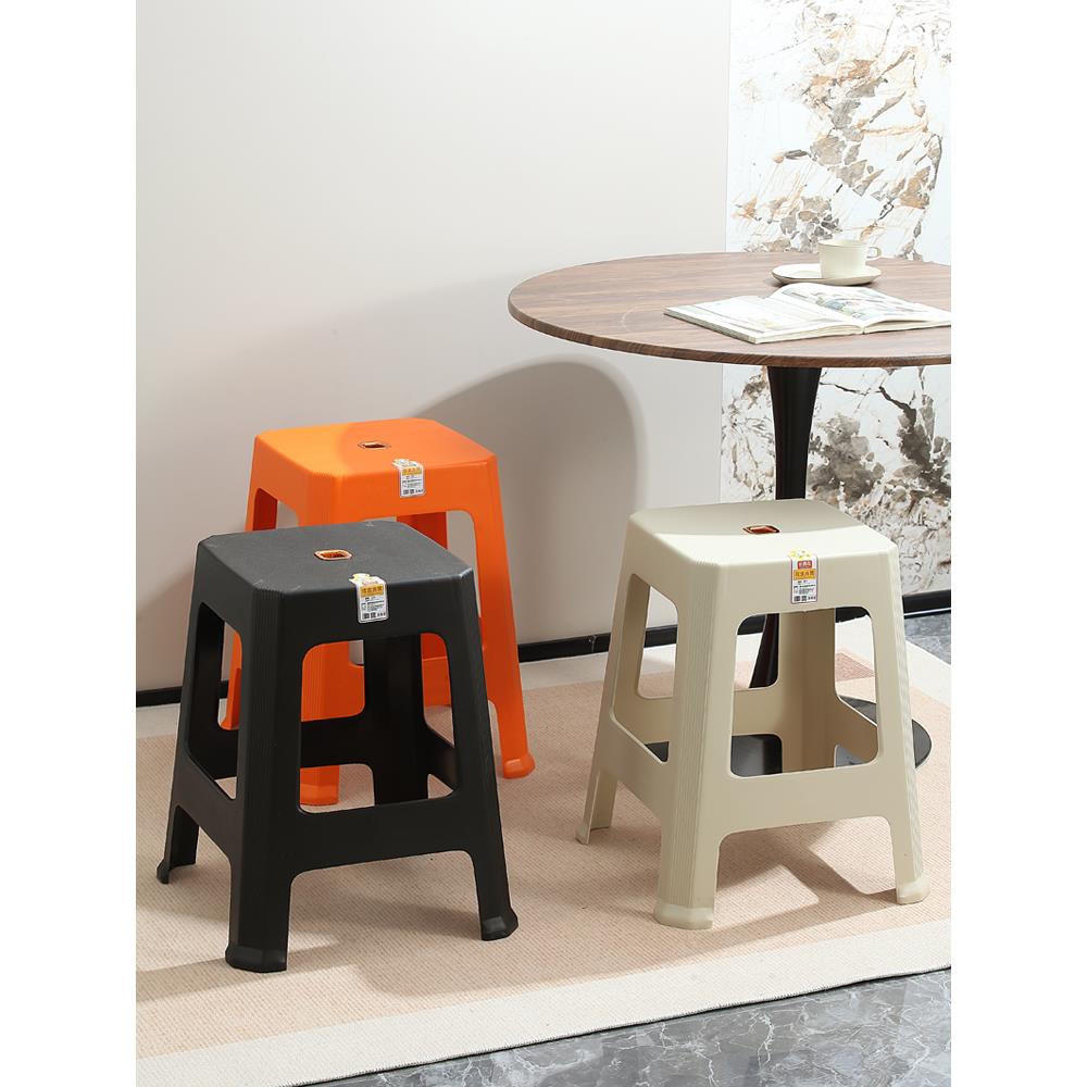 加厚塑料凳子加高50cm商用时尚餐桌凳饭店方凳高板凳熟胶结实防滑