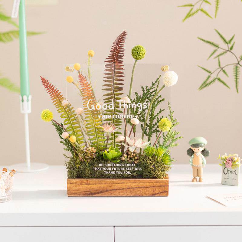 阿楹 玄关灯摆件洞洞板转角绿植办公桌电视柜彷真花造景周岁布置