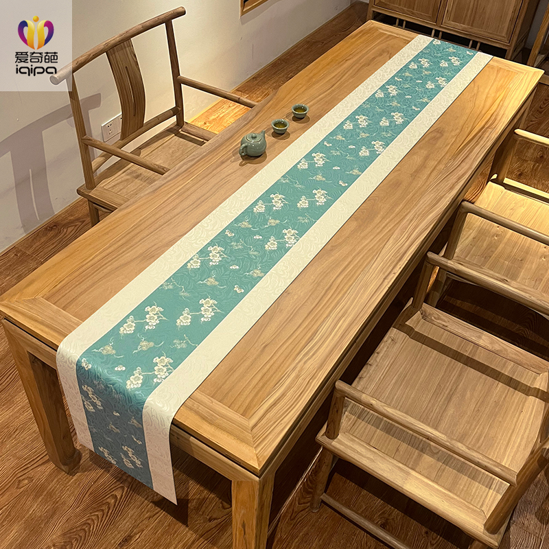 松梅纹新中式防滑茶席布艺防水桌旗茶桌干泡台垫布茶室茶台桌布